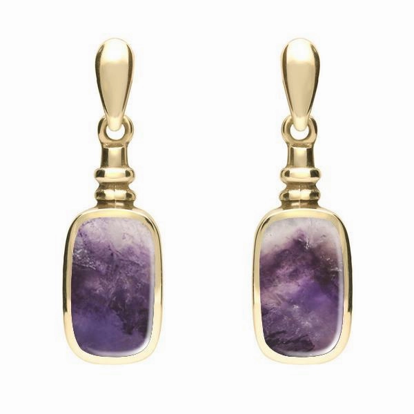 9ct Yellow Gold Blue John Oblong Fancy Drop Earrings
