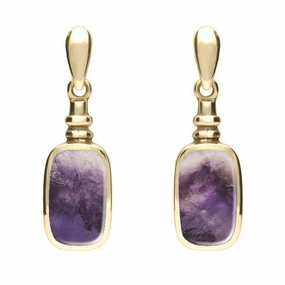 9ct Yellow Gold Blue John Oblong Fancy Drop Earrings