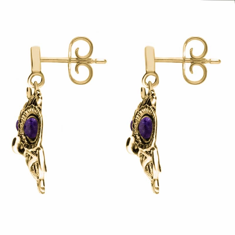 9ct Yellow Gold Blue John Owl Stud Earrings