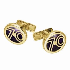 9ct Yellow Gold Blue John Peak District Millstone 70 Cufflinks