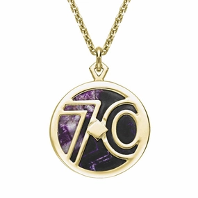 9ct Yellow Gold Blue John Peak District Millstone 70 Double Sided Large Pendant