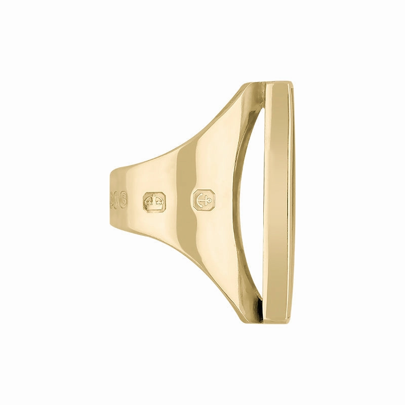 9ct Yellow Gold Blue John Queen's Jubilee Hallmark Large Oblong Ring D