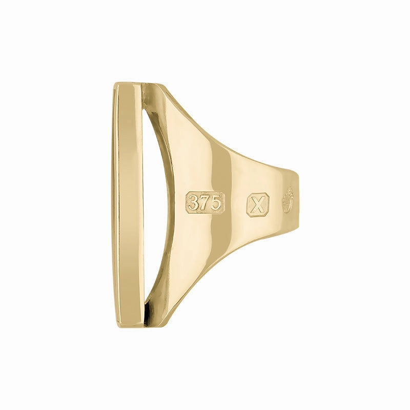 9ct Yellow Gold Blue John Queen's Jubilee Hallmark Large Oblong Ring D