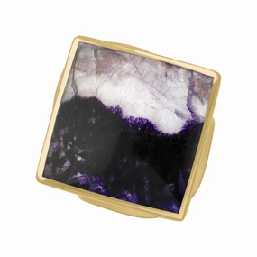 9ct Yellow Gold Blue John Queen's Jubilee Hallmark Medium Rhombus Ring D