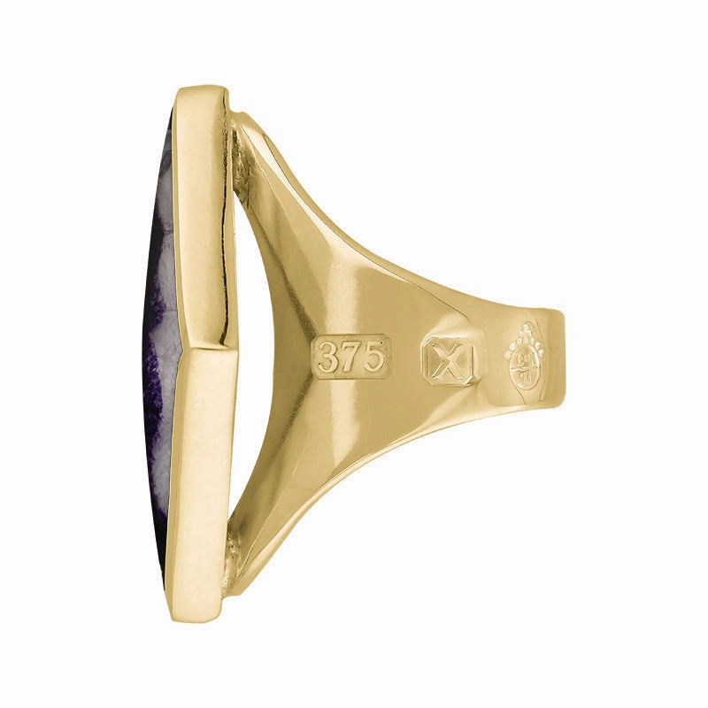 9ct Yellow Gold Blue John Queen's Jubilee Hallmark Medium Rhombus Ring D