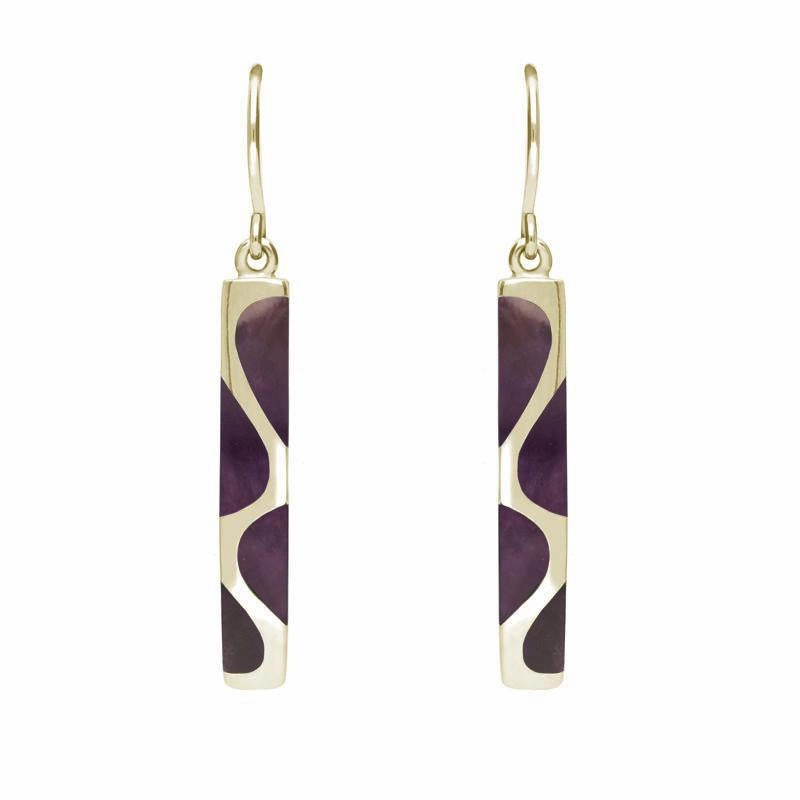 9ct Yellow Gold Blue John Slim Four Stone Drop Earrings D