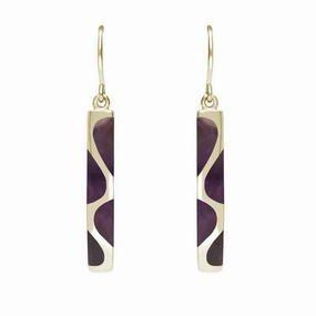 9ct Yellow Gold Blue John Slim Four Stone Drop Earrings D