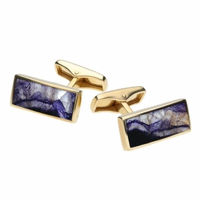 9ct Yellow Gold Blue John Slim Oblong Cufflinks
