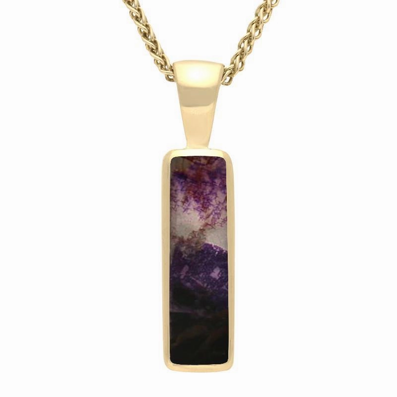 9ct Yellow Gold Blue John Small Oblong Necklace