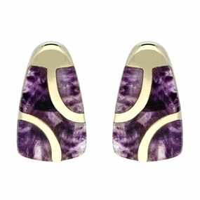 9ct Yellow Gold Blue John Three Stone Stud Earrings