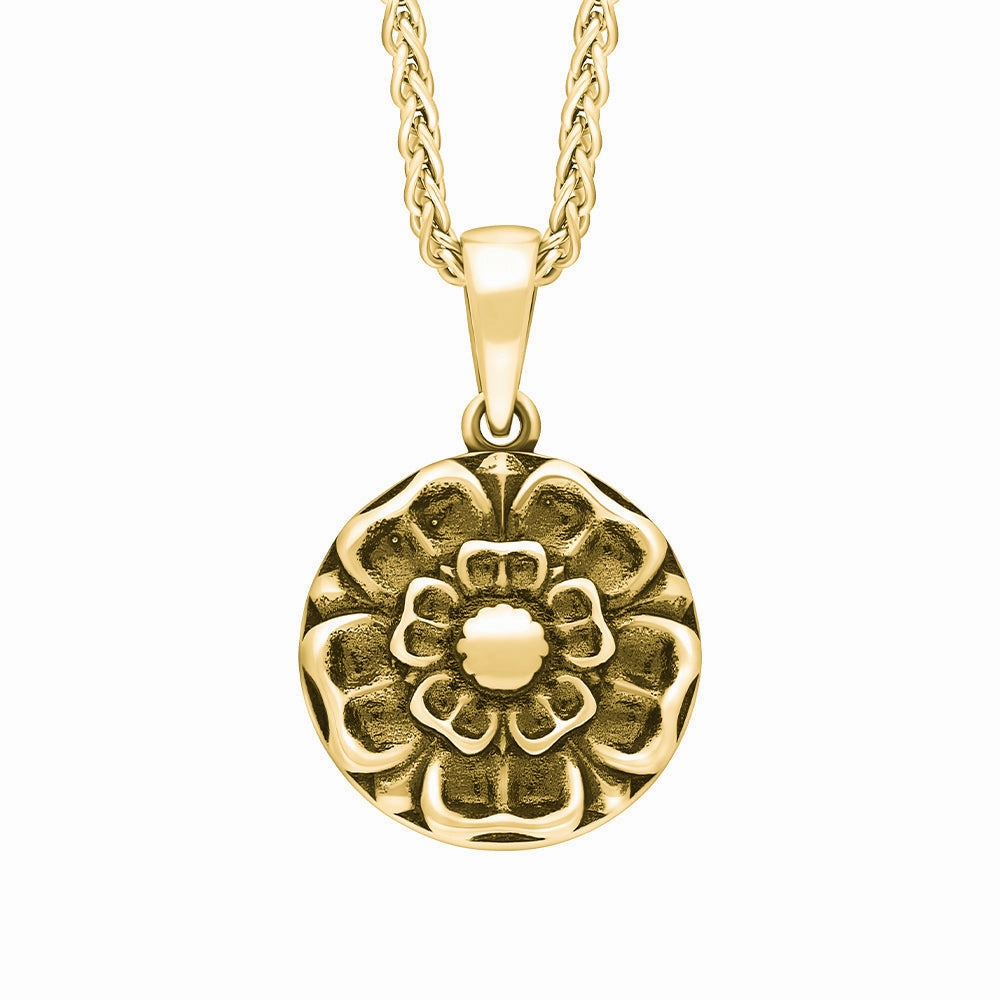 9ct Yellow Gold Blue John Tudor Rose Reversible Necklace