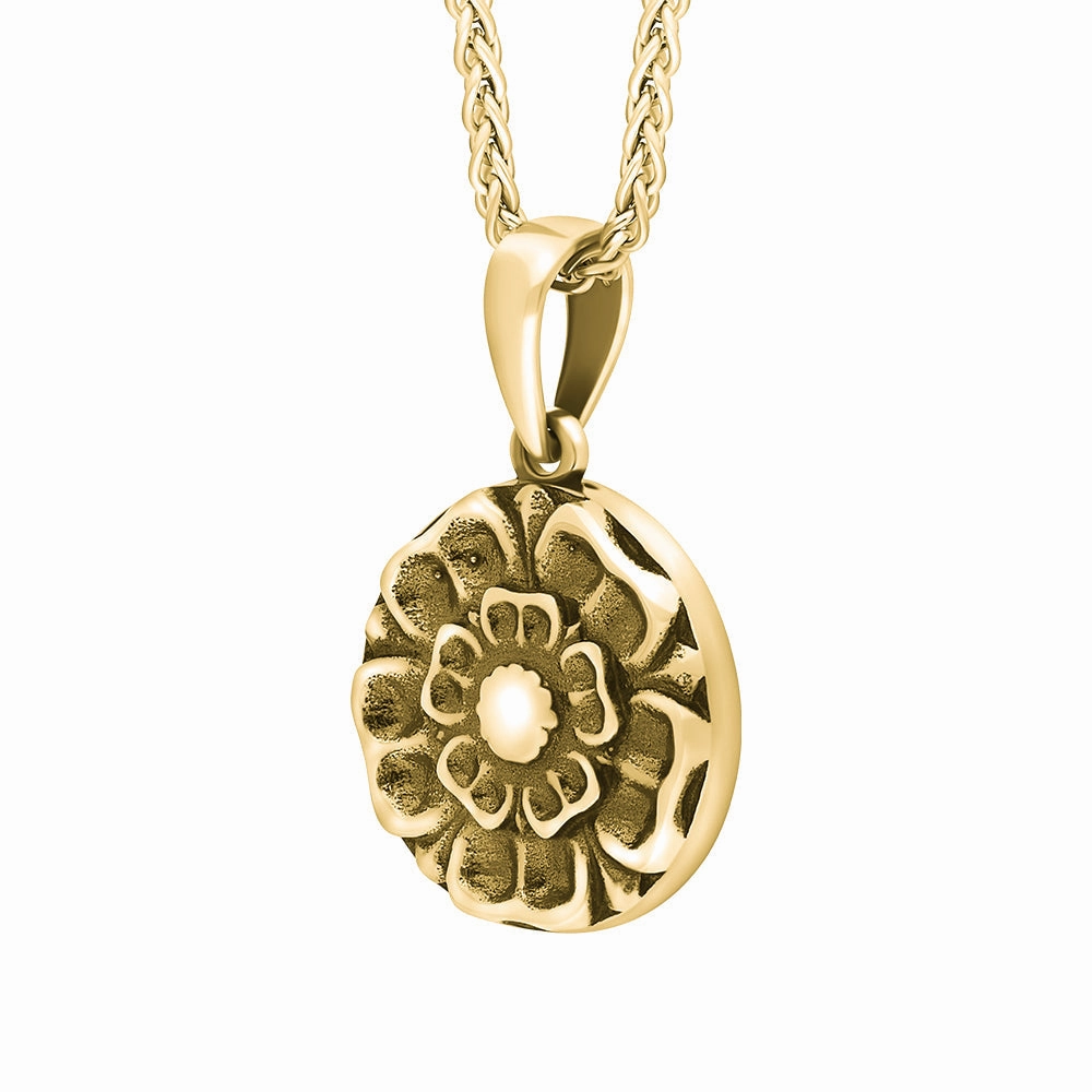 9ct Yellow Gold Blue John Tudor Rose Reversible Necklace