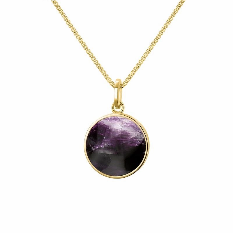 9ct Yellow Gold Blue John  Zodiac Capricorn Round Necklace