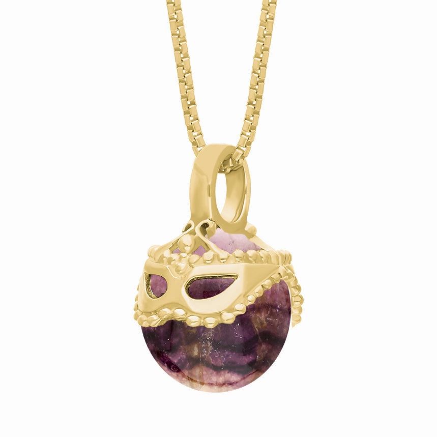 9ct Yellow Gold Blue John Zodiac Gemini 9mm Bead Pendant
