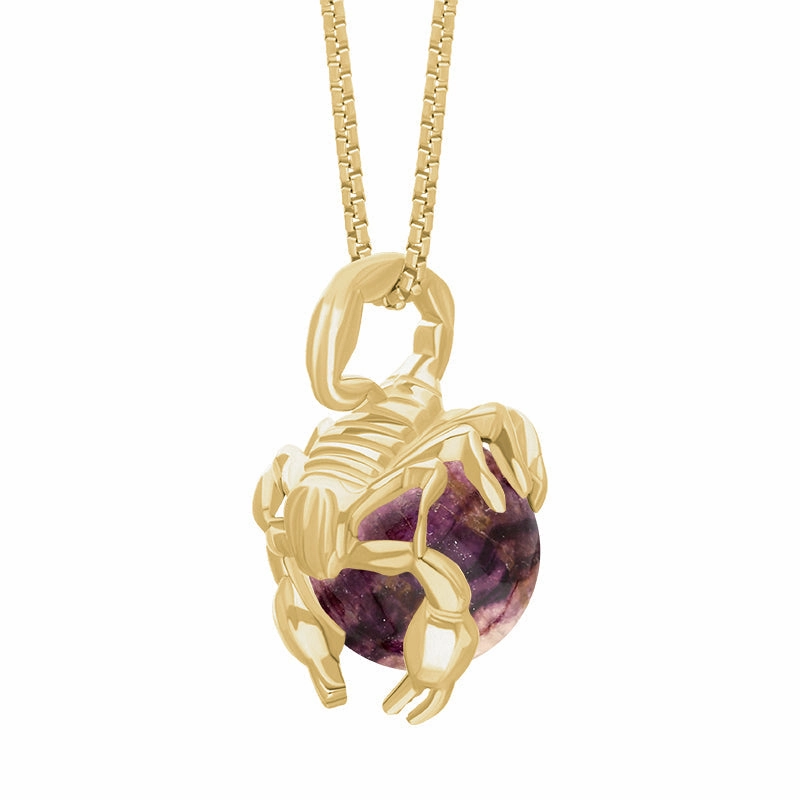9ct Yellow Gold Blue John Zodiac Scorpio 9mm Bead Pendant
