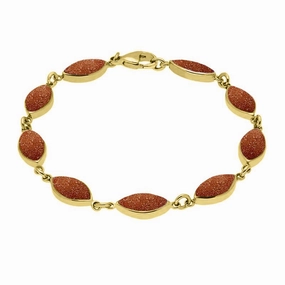 9ct Yellow Gold Brown Goldstone Marquise Bracelet