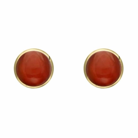 9ct Yellow Gold Carnelian 5mm Classic Small Round Stud Earrings