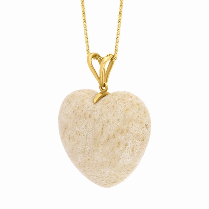 9ct Yellow Gold Coquina Extra Large Heart Split Bail Pendant Necklace D