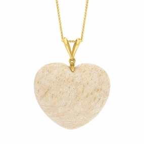 9ct Yellow Gold Coquina Extra Large Heart Split Bail Pendant Necklace D