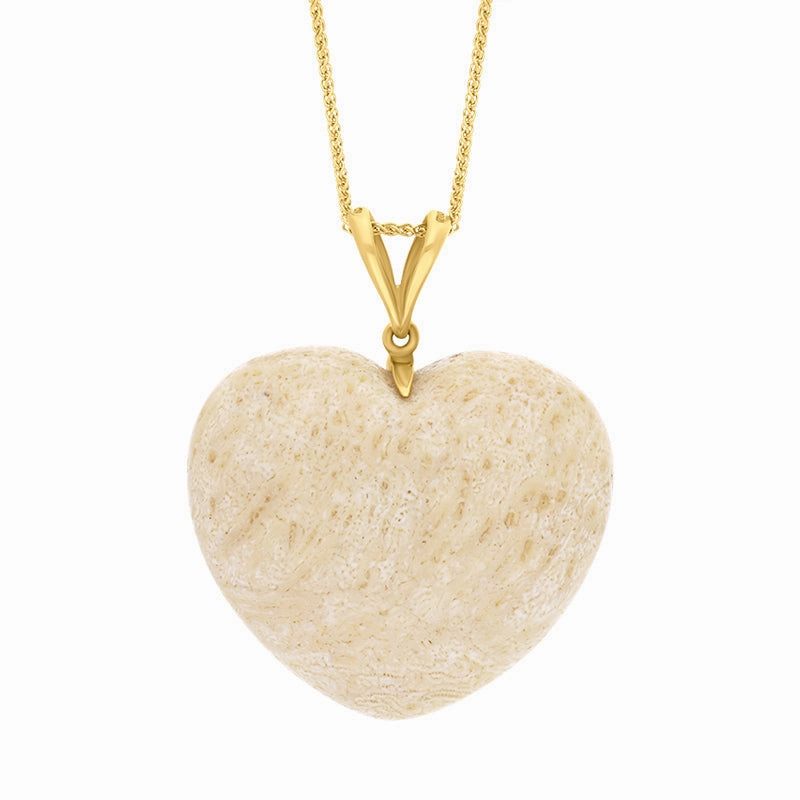 9ct Yellow Gold Coquina Extra Large Heart Split Bail Pendant Necklace D
