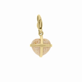 9ct Yellow Gold Coquina Small Cross Heart Charm