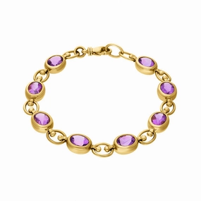 9ct Yellow Gold Faceted Amethyst Bracelet D