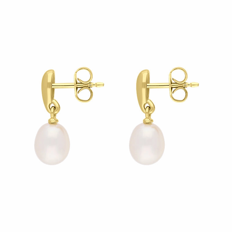 9ct Yellow Gold Freshwater Pearl Drop Earrings