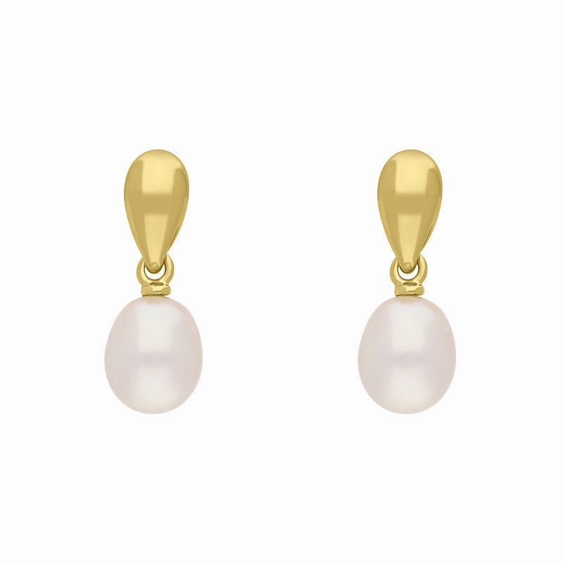 9ct Yellow Gold Freshwater Pearl Drop Earrings
