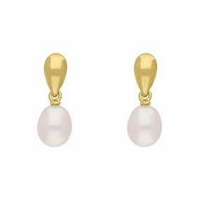 9ct Yellow Gold Freshwater Pearl Drop Earrings