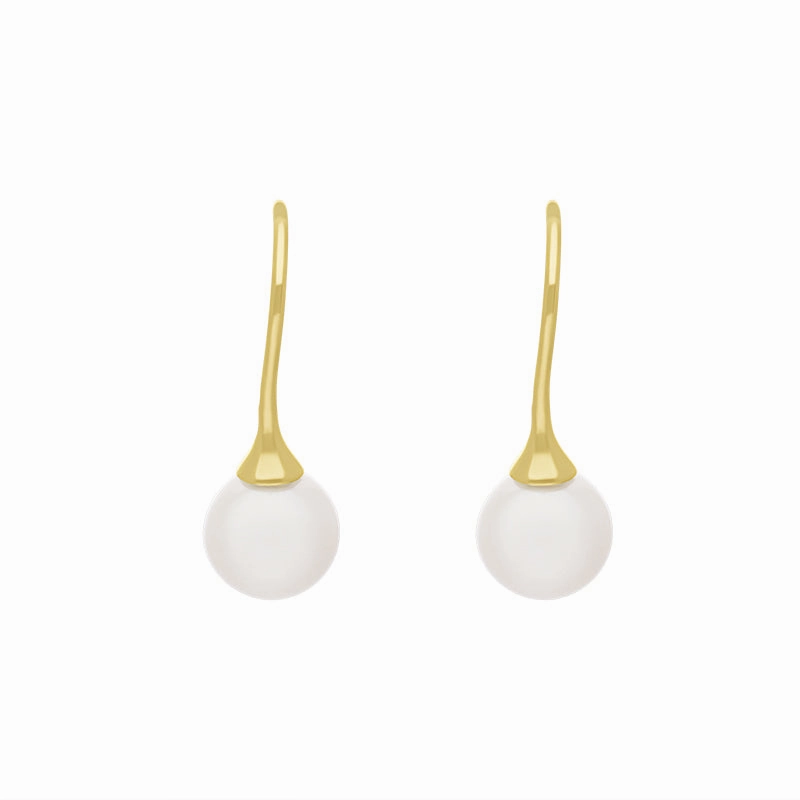 9ct Yellow Gold Freshwater Pearl Drop Hook Earrings