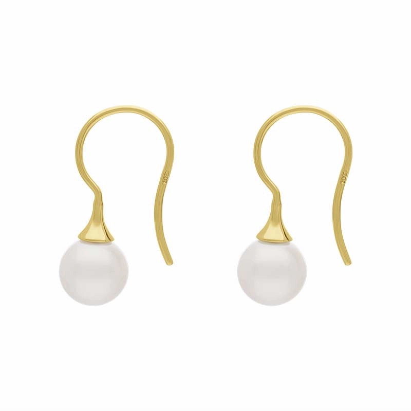 9ct Yellow Gold Freshwater Pearl Drop Hook Earrings