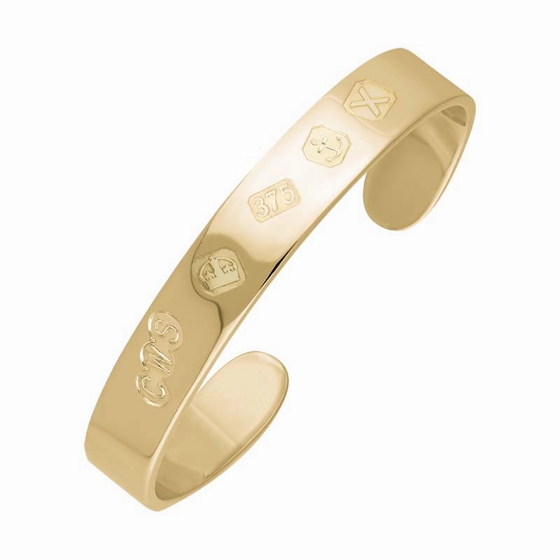 9ct Yellow Gold Hallmark Cuff Bangle