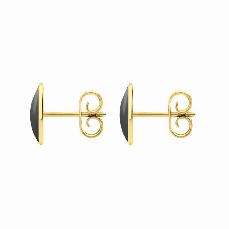 9ct Yellow Gold Hematite 8 x 10mm Classic Large Oval Stud Earrings