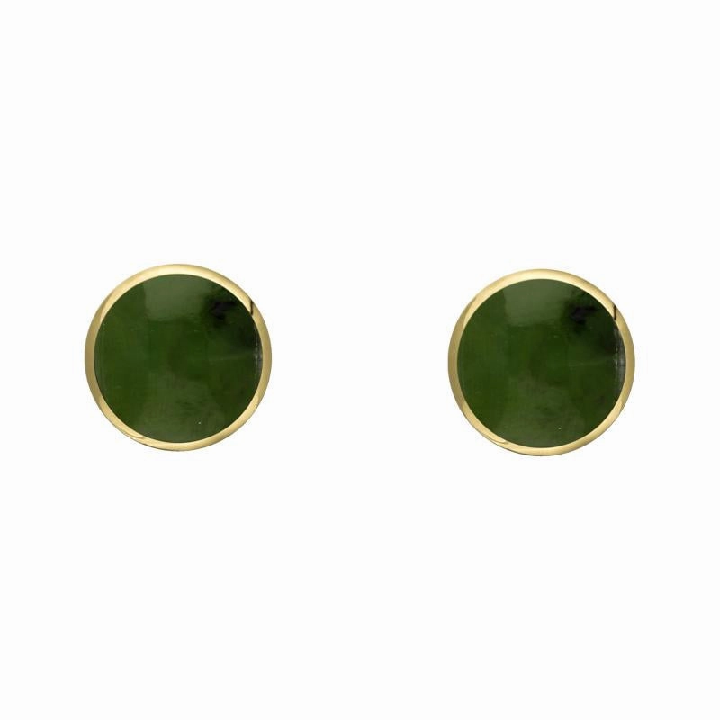 9ct Yellow Gold Jade 4mm Classic Small Round Stud Earrings