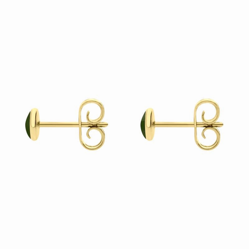 9ct Yellow Gold Jade 4mm Classic Small Round Stud Earrings