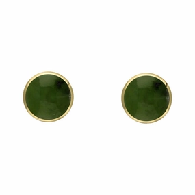 9ct Yellow Gold Jade 4mm Classic Small Round Stud Earrings