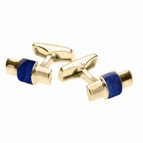 9ct Yellow Gold Lapis Lazuli Bar Set Cufflinks