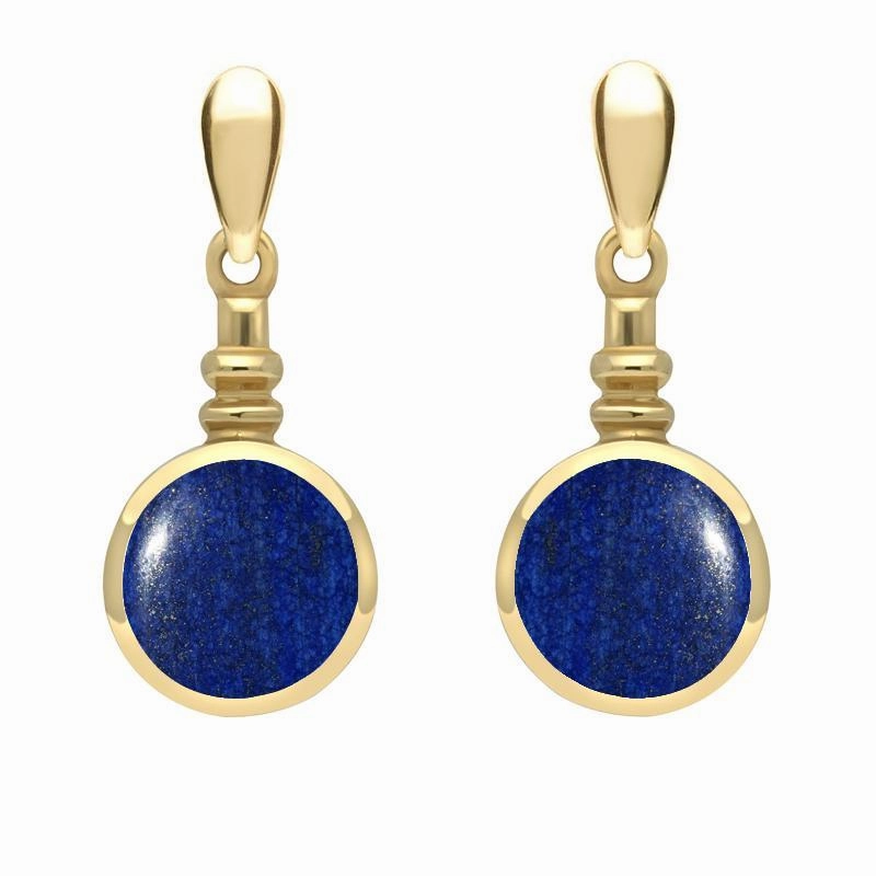 9ct Yellow Gold Lapis Lazuli Bottle Top Drop Earrings
