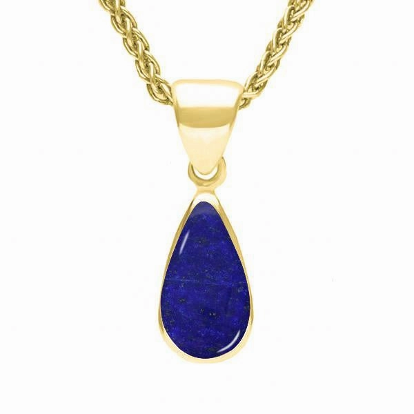 9ct Yellow Gold Lapis Lazuli Dinky Pear Necklace