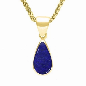9ct Yellow Gold Lapis Lazuli Dinky Pear Necklace