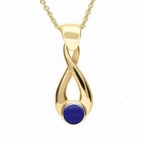 9ct Yellow Gold Lapis Lazuli Eternity Loop Necklace