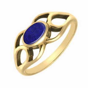 9ct Yellow Gold Lapis Lazuli Lattice Ring