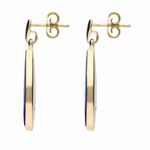 9ct Yellow Gold Lapis Lazuli Pointed Pear Drop Earrings