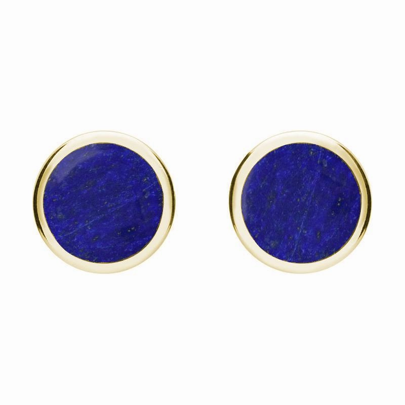 9ct Yellow Gold Lapis Lazuli Round Stud Earrings