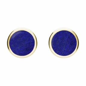 9ct Yellow Gold Lapis Lazuli Round Stud Earrings