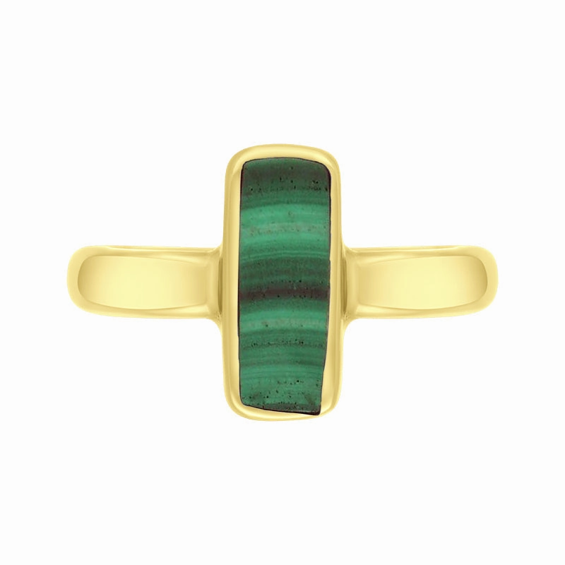 9ct Yellow Gold Malachite Dinky Oblong Ring