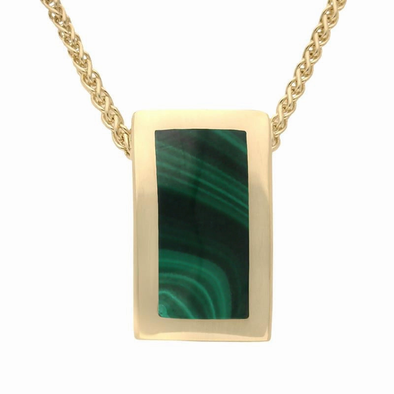 9ct Yellow Gold Malachite Oblong Stone Set Necklace
