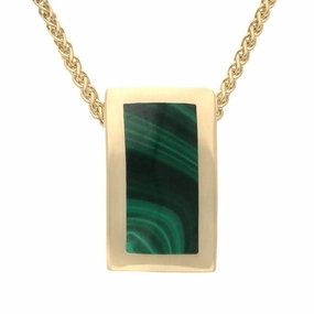 9ct Yellow Gold Malachite Oblong Stone Set Necklace