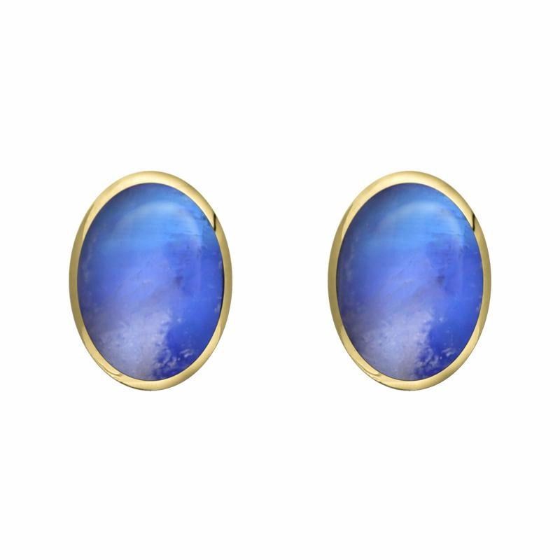 9ct Yellow Gold Moonstone 8 x 6mm Classic Medium Oval Stud Earrings