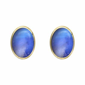 9ct Yellow Gold Moonstone 8 x 6mm Classic Medium Oval Stud Earrings